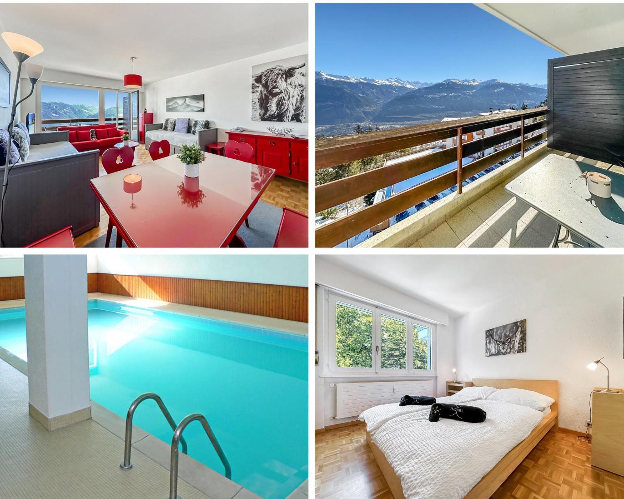 شقة Pied-A-Terre In Crans-Montana, Pool And View - Swiss Alps المظهر الخارجي الصورة